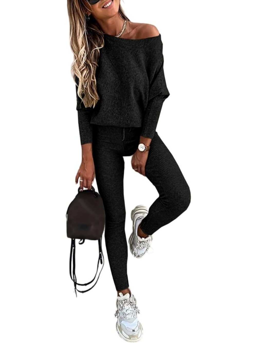 Cozy 2-Piece Lounge Set for Women | Fall Knit Travel Sweatsuit Outfit